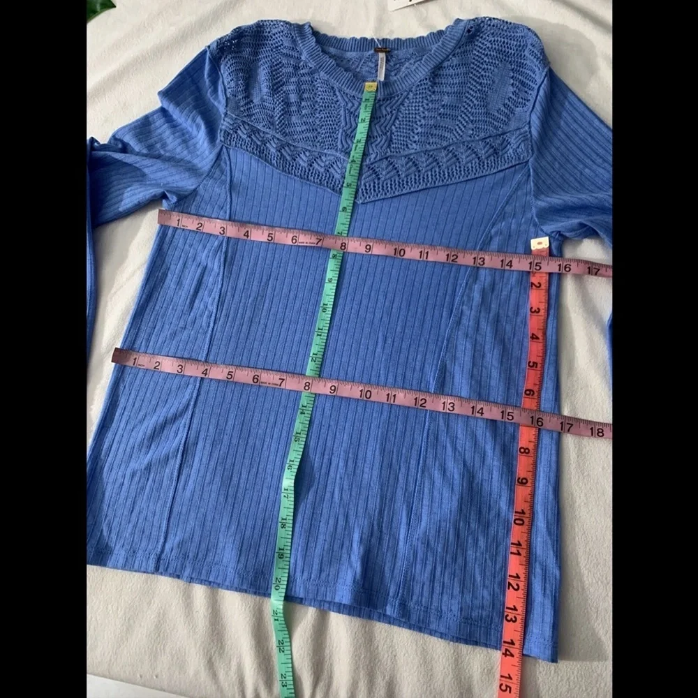 NWT $78 Free‎ People Colette Long Sweater in Celendula Blue [SZ Medium ]